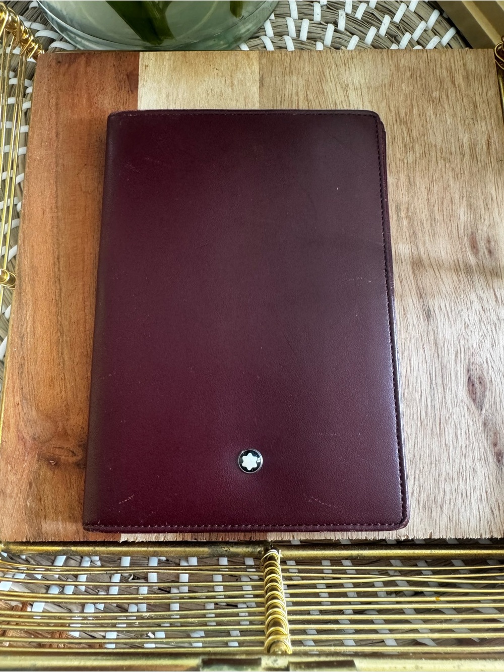 Montblanc Burgundy Leather Travel Wallet with Signature Star Emblem